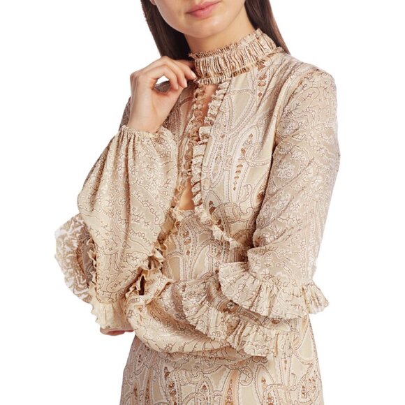 Alexis LIORA Asymmetrical Empire-Waist Keyhole Ruffle Long-Sleeve Dress - Picture 11 of 13